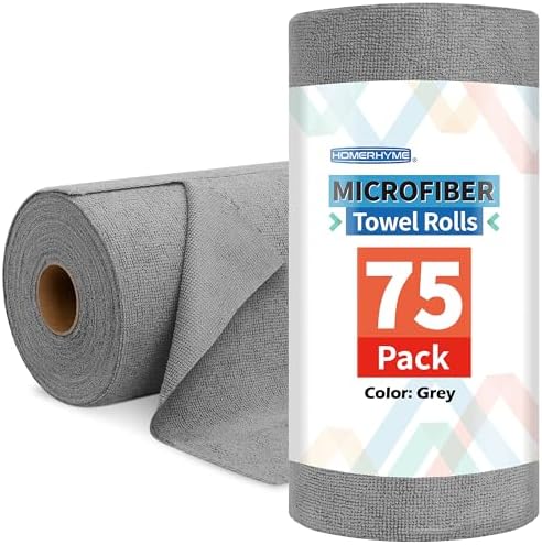 Microfiber Cleaning Cloth Roll, 75 Pack Tear Away Microfiber Towels, Reusable by HOMERHYME