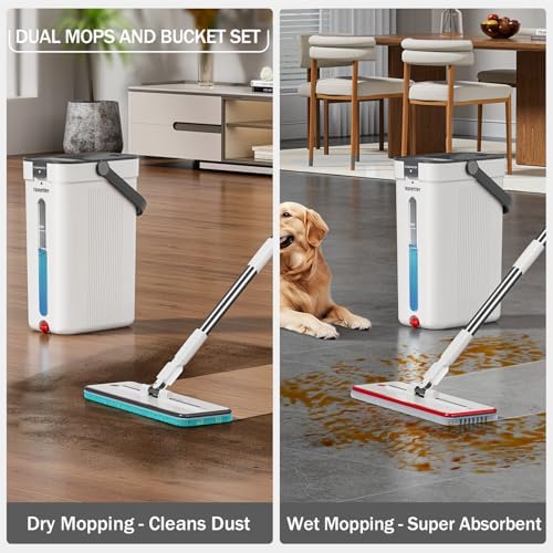 HoMettler Dual Mop and Bucket Set, Flat Mop and Bucket System - Image 5
