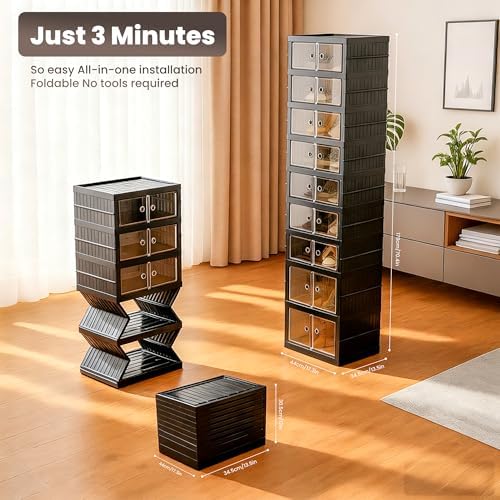 Foldable Shoe Organizer Storage Box, Portable Extra Large Folding Shoe Rack - Image 2