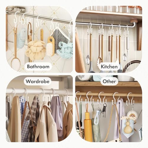 Bathway Shower Curtain Hooks White, Double Hook Shower Curtain Hooks Rust Proof - Image 7