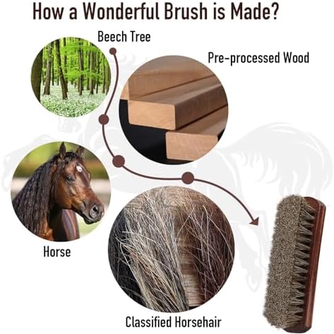 100% Horsehair Brush Professional Premium Horsehair Shoe Brush Dauber - Image 2