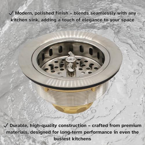 Westbrass A213-07 3-1/2" Wing Nut Twist Style Large Kitchen Sink Basket Strainer - Image 7