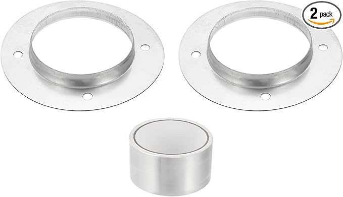 PATIKIL 2Pcs 4 Inch Duct Connector Flange, Metal Straight Pipe Exhaust Flange Duct Mounting Plate for Heating Cooling Ventilation HVAC System, Galvanize Steel