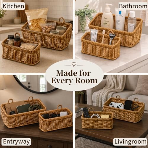 Wall Hanging Baskets, 2 Pack Woven Wicker Baskets - Image 6