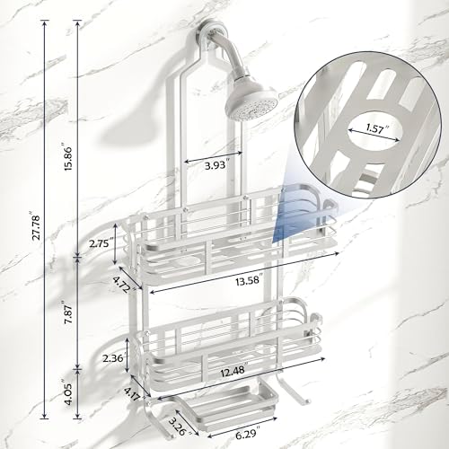 Shower Caddy Hanging, Never Rust Aluminum Shower Organizer, Over Showerhead No - Image 2