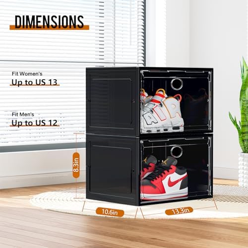KEFA XL Shoe Storage Box Organizer, 8 Pack Shoe Boxes Clear Plastic Stackable - Image 4