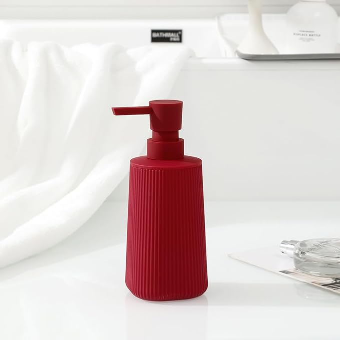 YAUKPH Small Soap Dispenser for Bathroom and Kitchen Matte Red | Modern - Image 4