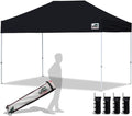 Eurmax USA 8'x12' Pop Up Canopy Tent Commercial Instant Canopies with Heavy Duty Roller Bag,Bonus 4 Sand Weights Bags (Black)