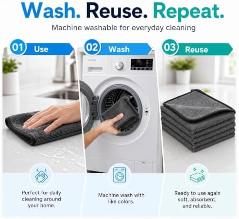 5 Pack Thickened Magic Cleaning Cloth, Reusable Multi-Purpose Cleaning Rags - Image 7
