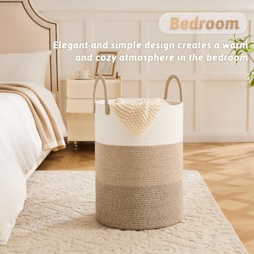 Artfeel Laundry Basket, Woven Cotton Rope Laundry Hamper, 80L - Image 4
