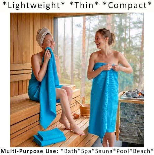 PÜSKÜL Natural 100% Turkish Cotton Waffle Bath Towels Set of 2, Extra-Large - Image 2