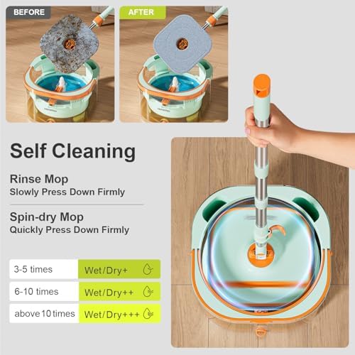 HoMettler Transparent Mop and Bucket Set | Spin Mop - Image 3