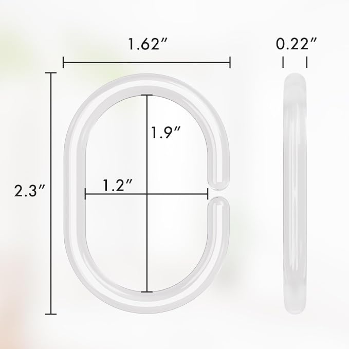 Amazer Plastic Shower Curtain Hooks, Shower Curtain Rings, C Shaped Shower Hooks - Image 3