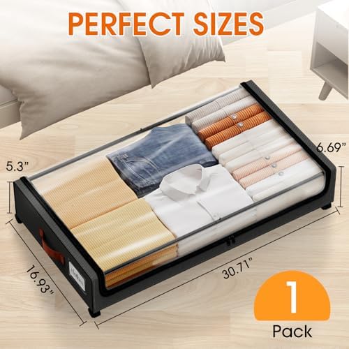 Under Bed Storage with Wheels 1Pack Storage Containers with Clear Window - Image 2