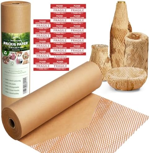 Honeycomb Packing Paper Wrap 15"x200' Sustainable Alternative to Bubble by BesitekPackingPaper