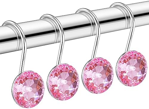 HBlife 12 Pcs Acrylic Decorative Rolling Diamond Shower Curtain Hooks Rust by HBlife