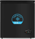 Chest Freezer 5.0 cu ft, Mini Deep Freezer with Removable Basket, FreeStanding Compact Small Freezer, Adjustable 6 Thermostat, Quiet Small Deep Freezer Top Open Door for Dorm/Home(Black)