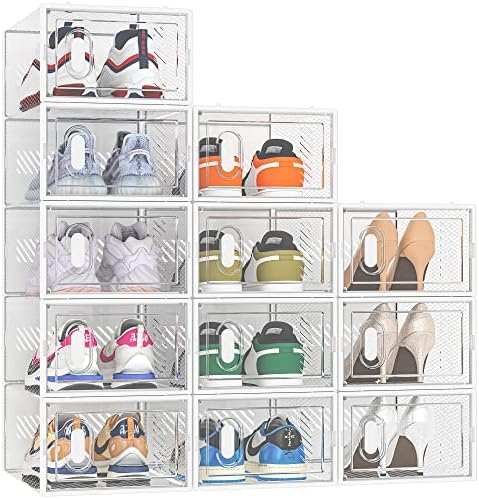 SIMPDIY Clear Shoe Storage Boxes, Stackable Shoe Organizer by DecorateYourHome