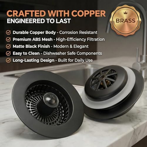 Kitchen Sink Stopper, 3 in 1 Pop Up Kitchen Sink Drain Strainer, - Image 3