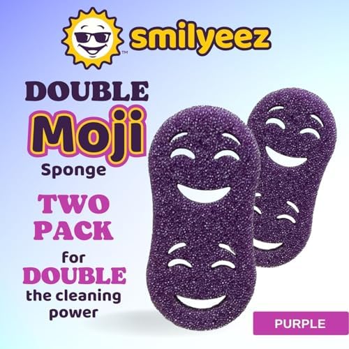 Smilyeez Double-Size Scrub Moji Sponge 2-Pack – Dual Smiling Faces, - Image 3