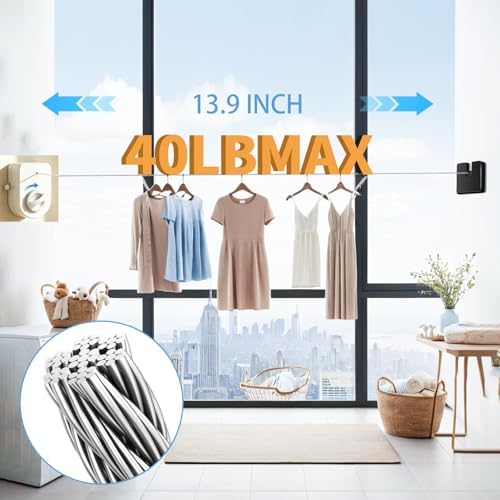 Retractable Clothesline Indoor, Non-Sagging Outdoor Clothes Line Retracting - Image 4