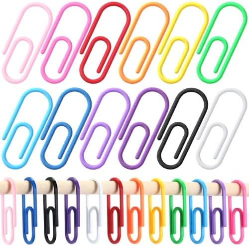 CroBlissful Rainbow Color 12 Pcs Jumbo Paper Clips Shower Curtain Hooks Rings by CroBlissful