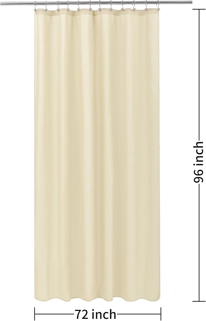 ALYVIA SPRING 72x96 Extra Long Waterproof Fabric Shower Curtain Liner Cream - Image 7
