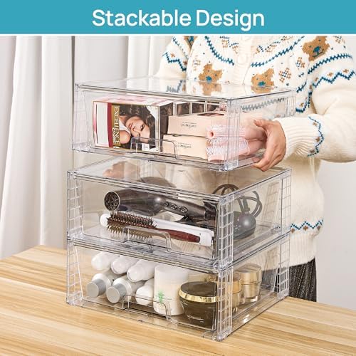 Vtopmart 6 Pack Large Clear Stackable Storage Drawers - Image 2