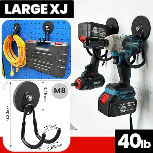 ULIBERMAGNET Heavy Duty Magnetic Garage Hooks Kit, 12 Pack Strong Large Magnet - Image 6