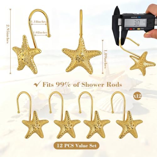 Metal Seashell Shower Curtain Hooks, Rust-Resistant Hooks - Image 3