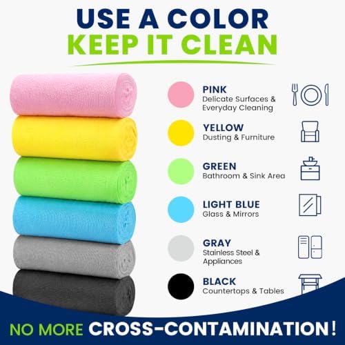 180 Pack Microfiber Cleaning Cloths, 6 Color Box, Reusable Rags - Image 3
