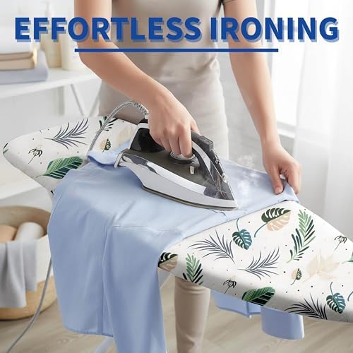 Ironing Board Cover and Pad, Thick Scorch Resistant Padding Green Leaves Print - Image 5