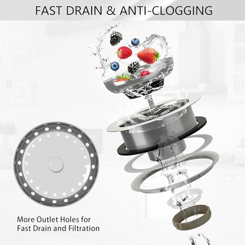 Kitchen Sink Drain 3-1/2 Inch Brushed Stainless Steel Sink Drain Strainer - Image 6