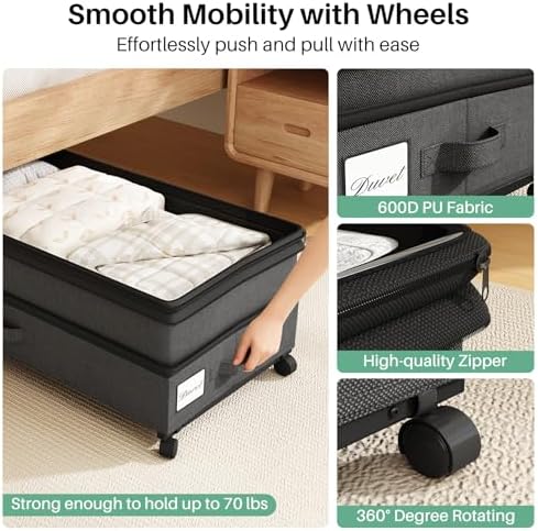 Kitstorack 2Pack Height-adjustable Under Bed Storage - Image 4