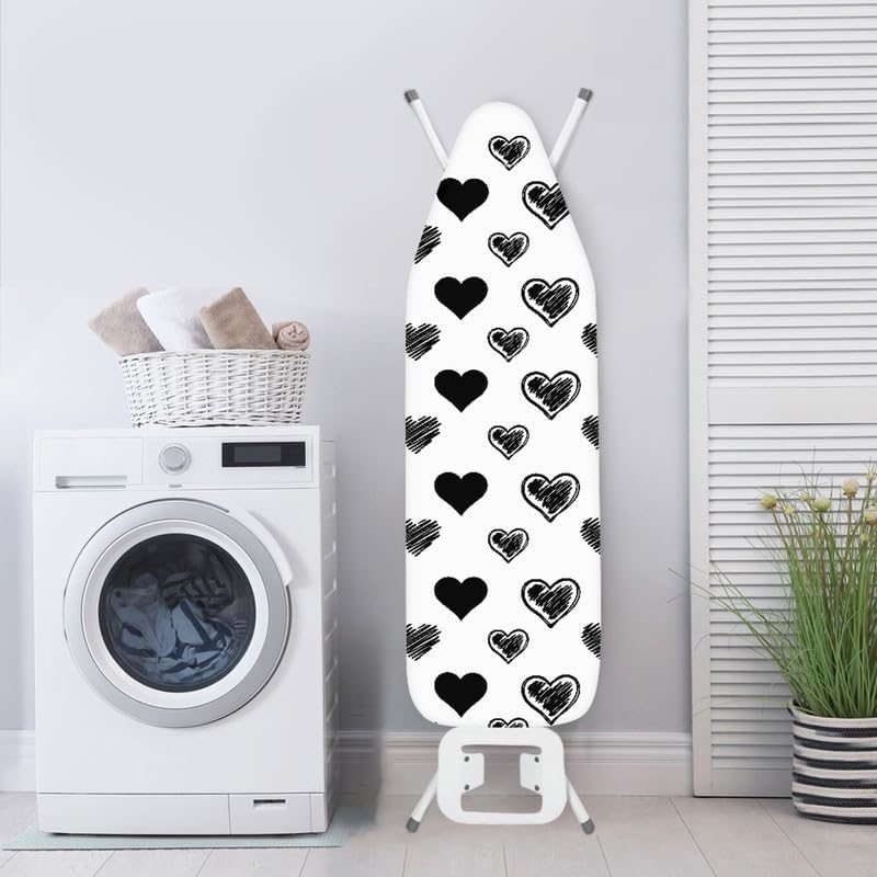 Black Heart Steam Ironing Board Replacement Cover Hand Drawn Cartoon Heart - Image 4