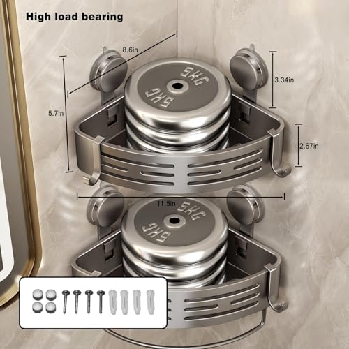 VOLPONE Corner Shower Caddy Suction Cup Shower Shelf Corner No Drilling - Image 6
