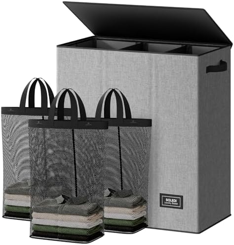 SOLEDI 160L Laundry Hamper 3 Section, Extra Large Laundry Hamper by SOLEDI