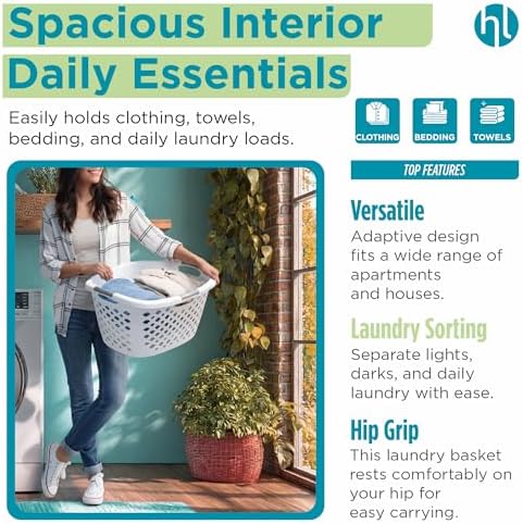 Home Logic 1.75 Bushel Plastic Laundry Basket - Image 5