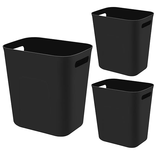 Plastic Small Bathroom Trash Can Wastebasket, 3.5 Gallon, 3 Pack | Compact by UUJOLY