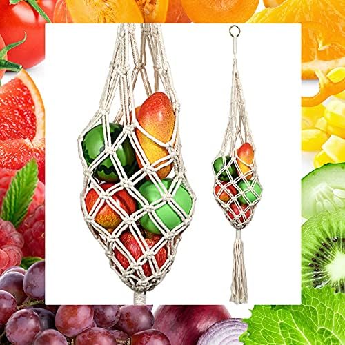 Geiserailie 2 Pieces Hanging Fruit Basket Boho Kitchen Decor - Image 6