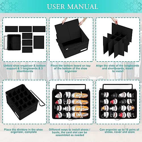 Luvhomee Shoe Storage Organizer, Fits 16 Pairs, Large Shoe Organizer Box - Image 6