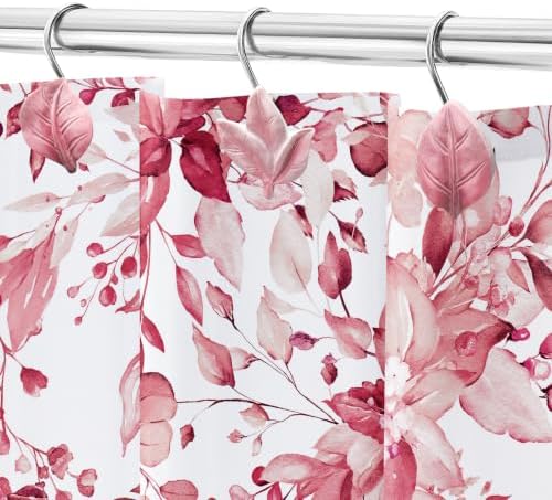 Pink Plant Leaf Shower Curtain Hooks, Eucalyptus Bathroom Decor - Image 5