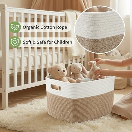 JMvicyroam 65L Large Woven Cotton Rope Blanket Basket - Image 4