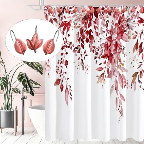 Terracotta Plant Leaf Shower Curtain Hooks, Eucalyptus Bathroom Decor - Image 4