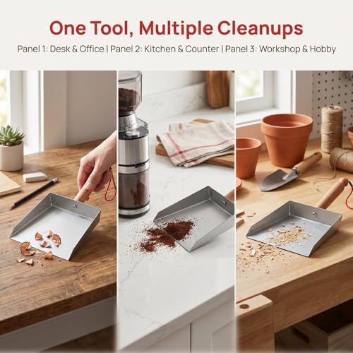 SEWACC Small Metal Dust Pan Stainless Steel Dustpan - Image 3