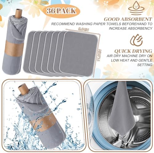 36 Pack Reusable Paper Towels Roll Cleaning Cloth - Image 4