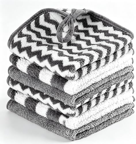 Microfiber Cleaning Cloths, 6 Pack Gray Kitchen Towels by Unknown