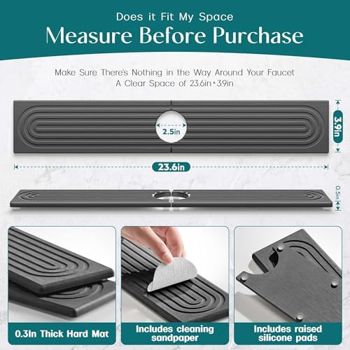 Faucet Splash Guard for Kitchen Sink, Kitchen Sink Faucet Mat - Image 2