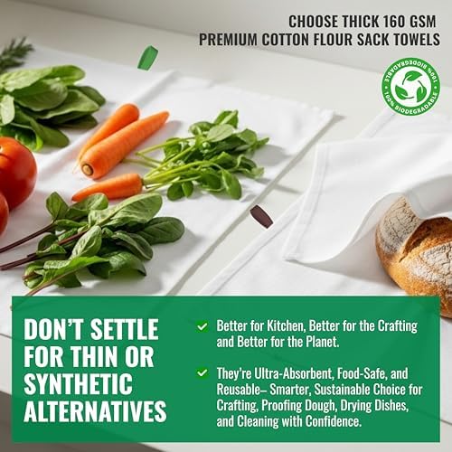 Flour Sack Towels| Tea Towel for Crafts| Kitchen Towels Cotton Blank Towel for - Image 4