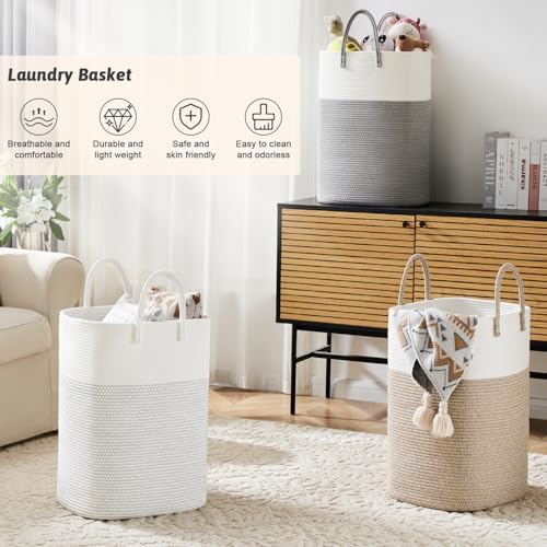 Laundry Basket, Woven Cotton Rope Laundry Hamper, Versatile Storage - Image 4